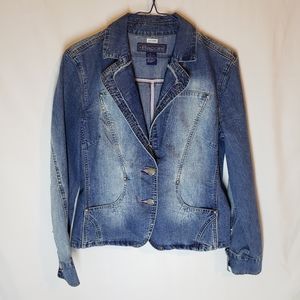 Baccini blazer jean jacket collared S